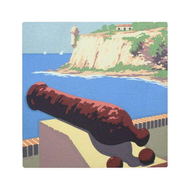 Impresión En Metal Visita la Fortaleza El Morro, Puerto Rico, Viejo S (Anverso)