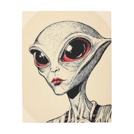 Impresión En Metal Visitante enigmático: Retro retrato de ciencia fic