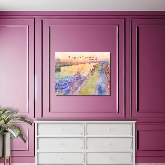 Impresión En Metal Vista acuarela de River Street Savannah GA (Subido por el creador)