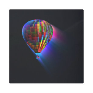 Impresión En Metal Vuelo mágico Neon Rainbow Black Digital Art