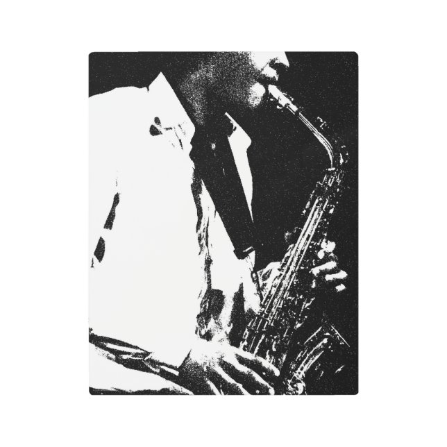 Impresión En Metal Wamecnm de Saxofón 11x14 (27,5x35cm) (Anverso)