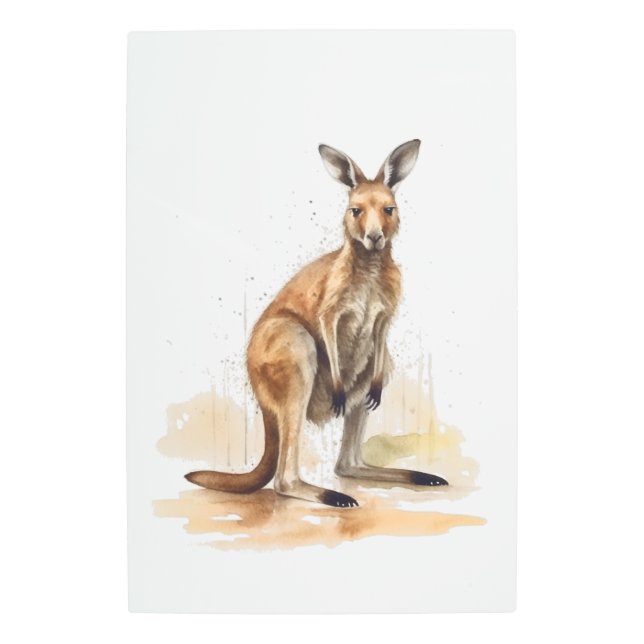Impresión En Metal Wanderer de Outback: Watercolor Kangaroo (Anverso)