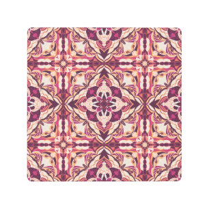 Impresión En Metal Watercolor Rojo Azulejo Tile Español