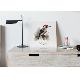 Impresión En Metal Watercolor Woodpecker Woodland, personalizado