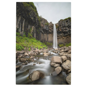 Impresión En Metal Waterfalls   Svartifoss Waterfall, South Iceland