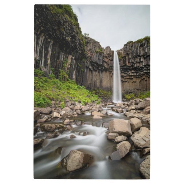Impresión En Metal Waterfalls | Svartifoss Waterfall, South Iceland (Anverso)