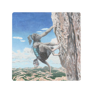 Impresión En Metal Wererat Chica Rock Escalando Metalizado Fantasía A