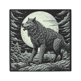 Impresión En Metal Werewolf Ai Art negro y blanco