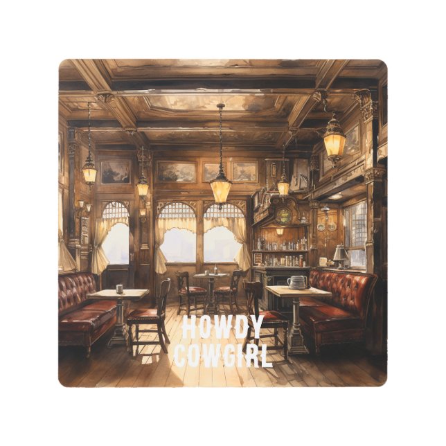 Impresión En Metal Western Cowboy Cowgirl Wild West Town (Anverso)