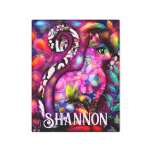 Whimsical Abstract Kitty Cat Floral Personalized