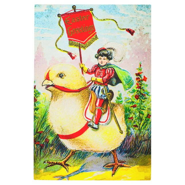 Impresión En Metal Whimsical Easter Greetings: Sobre el polluelo giga (Anverso)