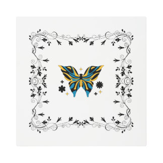 Impresión En Metal Whimsical Fluttering – Blue and Black Butterfly