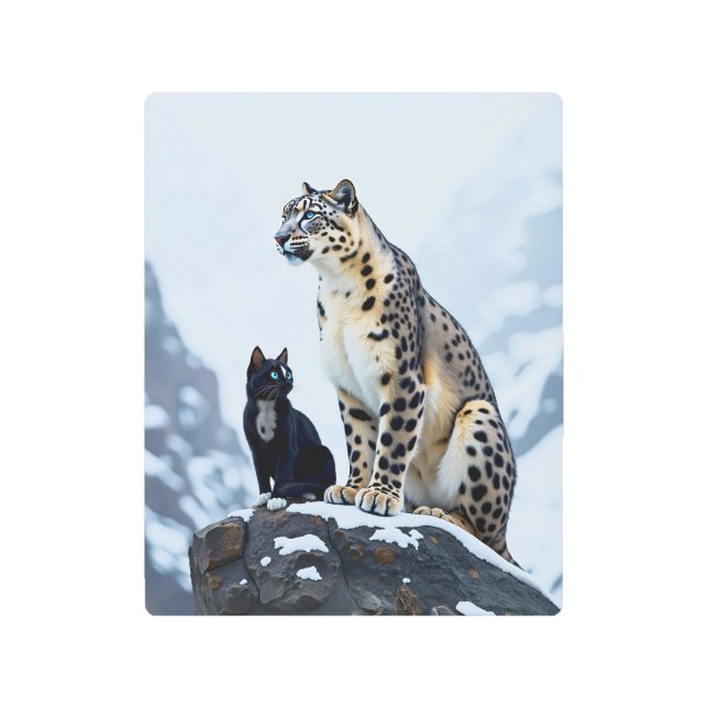 Impresión En Metal Whiskers de montaña: Felini se reúne con el leopar (Anverso)