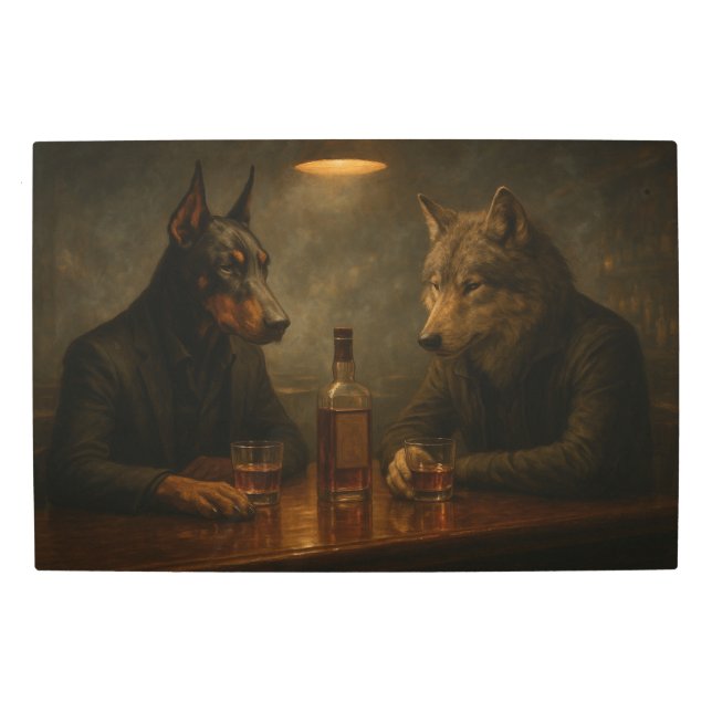 Impresión En Metal Whiskey Nights – Doberman & Wolf (Anverso)