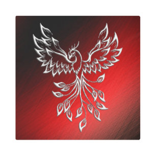Impresión En Metal White Phoenix Risas Rojas y Cenizas Negras