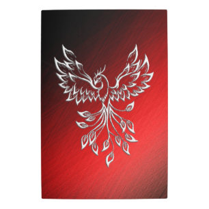 Impresión En Metal White Phoenix Risas Rojas y Cenizas Negras