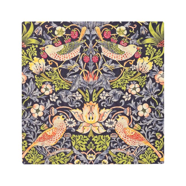 Impresión En Metal William Morris Strawberry Thief Floral Art Nouveau (Anverso)