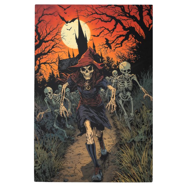 Impresión En Metal Witch & Skeletons: Halloween Night Run (Anverso)