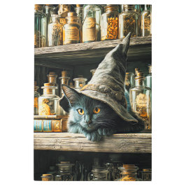 Impresión En Metal Wizard Cat: Potion Shelf Apprentice