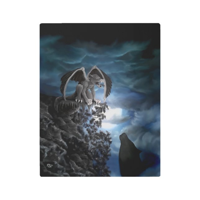 Impresión En Metal Wolf Moon - Wolf con Golem (Anverso)