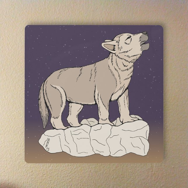 Impresión En Metal Wolf Pup Howling (Wolf Pup Howling Metal Print on Wall)