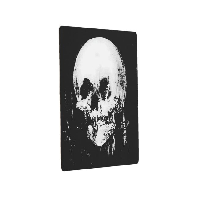 Impresión En Metal Woman with Halloween Skull Reflection In Mirror (3/4)