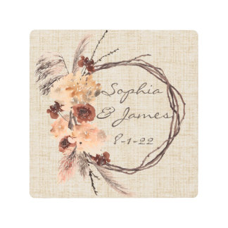 Impresión En Metal Wreath floral personalizada - Rústico cálido