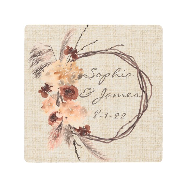 Impresión En Metal Wreath floral personalizada - Rústico cálido (Anverso)