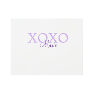 Impresión En Metal Xoxo el día de San Valentín añadir nombre púrpura 