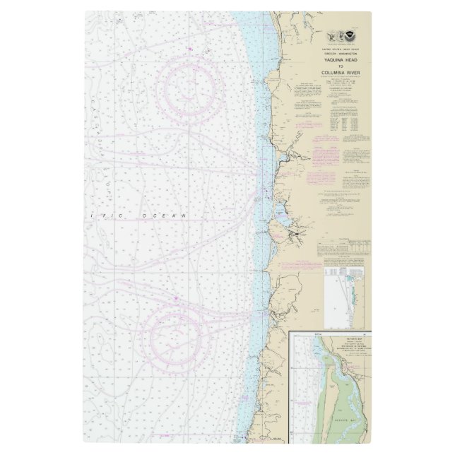 Impresión En Metal Yaquina se dirige a la tabla náutica del río Colum (Anverso)