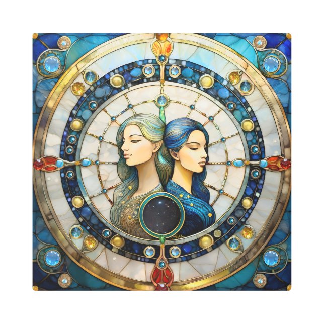 Impresión En Metal Zodiac - Gemini Los Gemelos (Anverso)