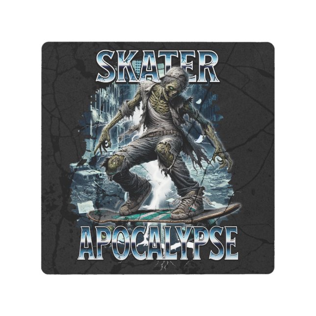 IMPRESIÓN EN METAL ZOMBIE SKATER APOCALYPSE (Anverso)