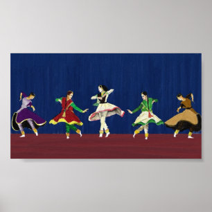 Impresión en miniatura de bailarines de Kathak