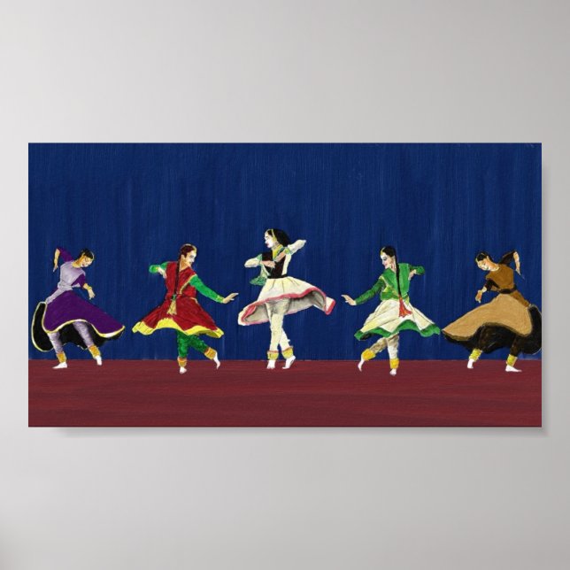 Impresión en miniatura de bailarines de Kathak (Frente)
