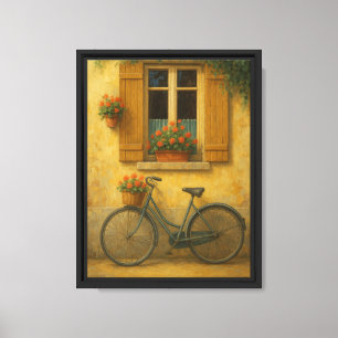 Impresión en pared de bici y ventanas de vintage