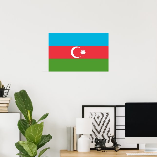 Impresión enmarcada con bandera de Azerbaiyán (Oficina en casa)