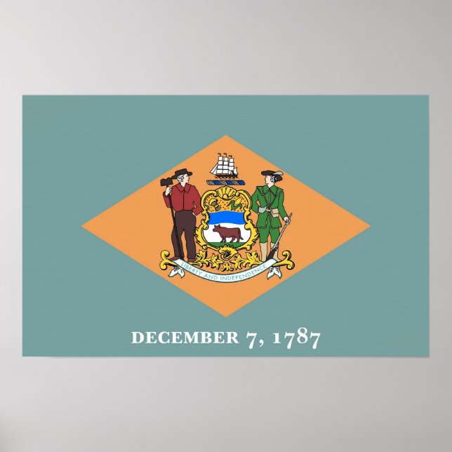 Impresión enmarcada con Bandera de Delaware, EE.UU (Frente)