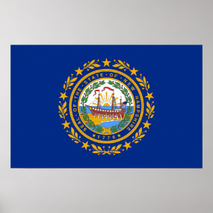 Impresión enmarcada con Bandera de New Hampshire,