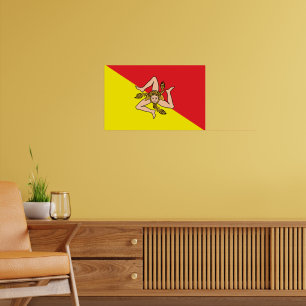 Impresión enmarcada con bandera de Sicilia, Italia