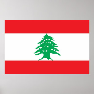 Impresión enmarcada con bandera del Líbano