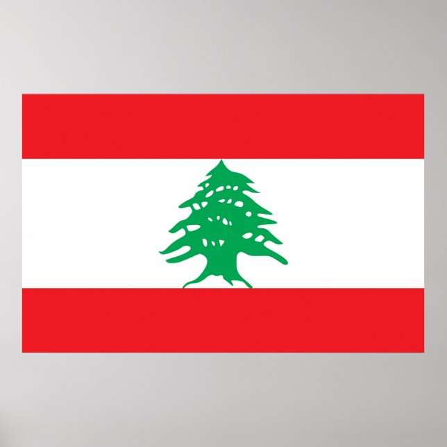 Impresión enmarcada con bandera del Líbano (Frente)