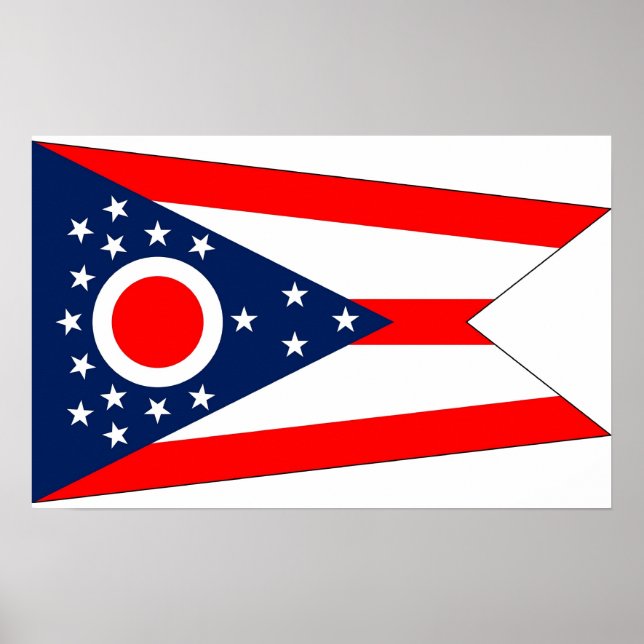 Impresión enmarcada con la bandera de Ohio, EE. UU (Frente)