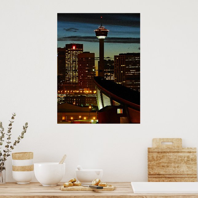 Impresión enmarcada del horizonte de Calgary (Cocina)