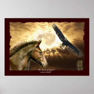 Impresión española de arte de Caballo Mustang y ág