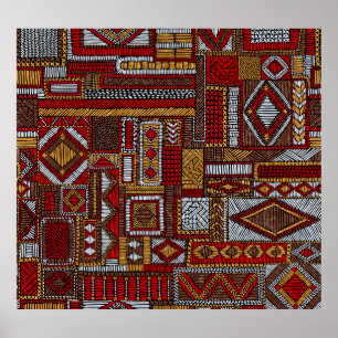 Impresión étnica bordada estilo de mosaico