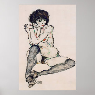 Impresión expresionista de Egon Schiele Sitzender