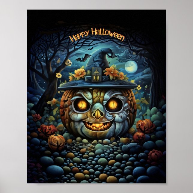 Impresión feliz de Halloween, papel Poster de valo (Frente)