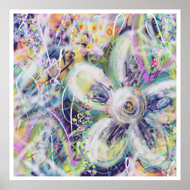 Impresión floral caprichosa Poster de arte origina (Frente)