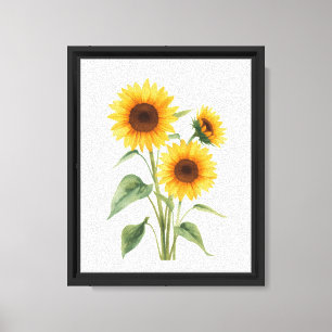 Impresión floral de acuarela de girasol amarillo d