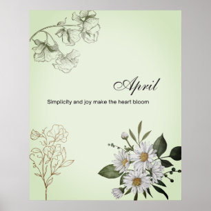 Impresión floral de alegría simple de abril